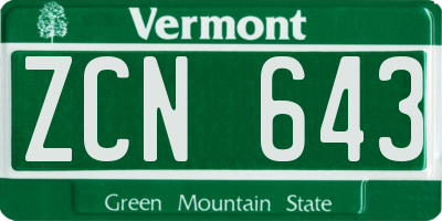 VT license plate ZCN643
