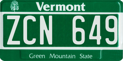 VT license plate ZCN649