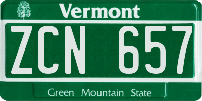 VT license plate ZCN657
