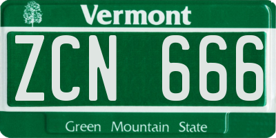 VT license plate ZCN666