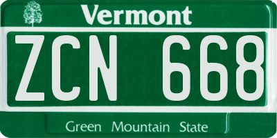 VT license plate ZCN668