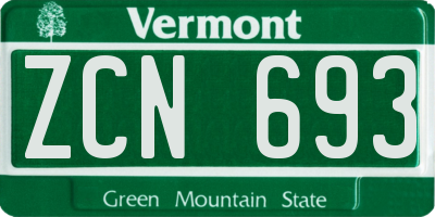VT license plate ZCN693