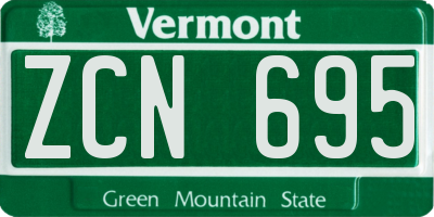 VT license plate ZCN695