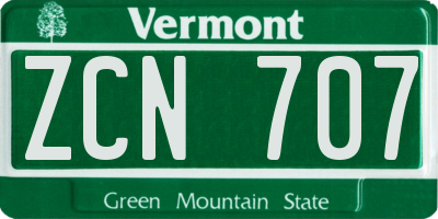 VT license plate ZCN707