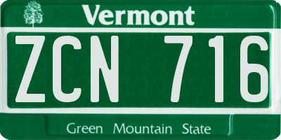 VT license plate ZCN716