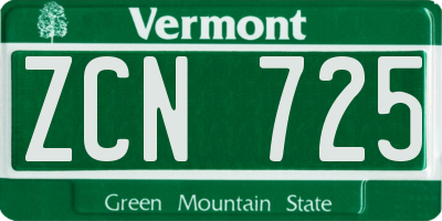 VT license plate ZCN725