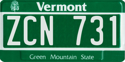 VT license plate ZCN731