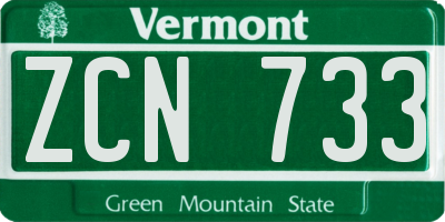 VT license plate ZCN733