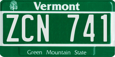 VT license plate ZCN741