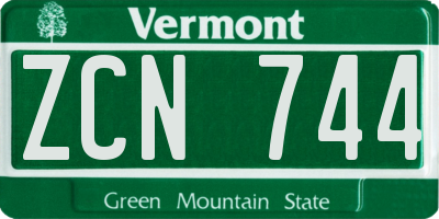 VT license plate ZCN744