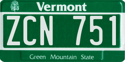 VT license plate ZCN751