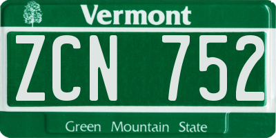 VT license plate ZCN752