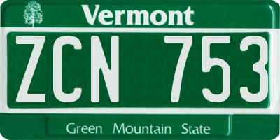 VT license plate ZCN753