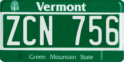VT license plate ZCN756