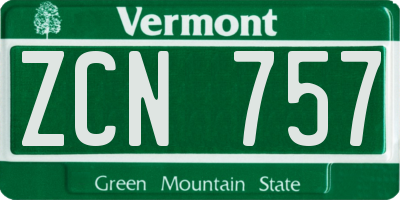VT license plate ZCN757