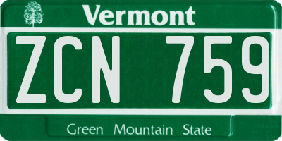 VT license plate ZCN759