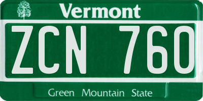 VT license plate ZCN760