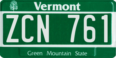 VT license plate ZCN761