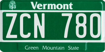 VT license plate ZCN780