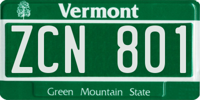 VT license plate ZCN801