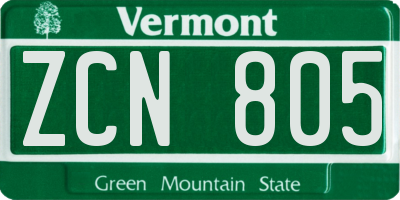 VT license plate ZCN805