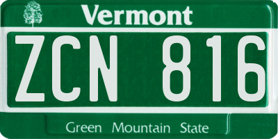 VT license plate ZCN816