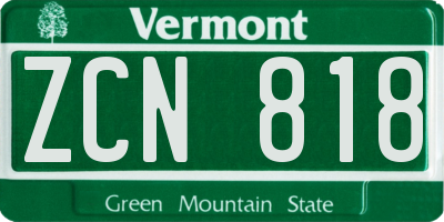 VT license plate ZCN818