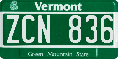 VT license plate ZCN836