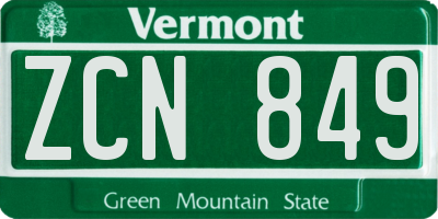 VT license plate ZCN849