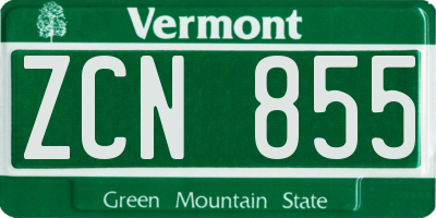VT license plate ZCN855