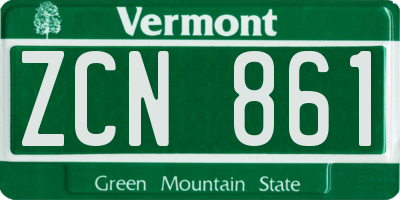 VT license plate ZCN861