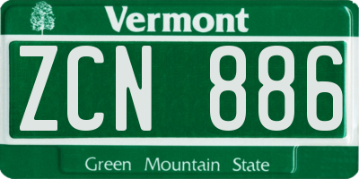 VT license plate ZCN886