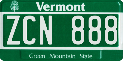VT license plate ZCN888