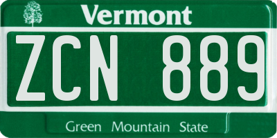 VT license plate ZCN889