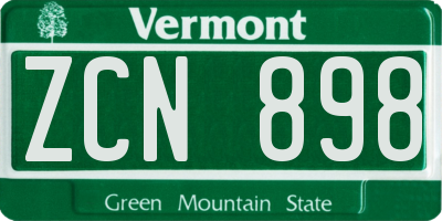 VT license plate ZCN898