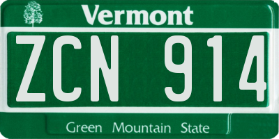 VT license plate ZCN914