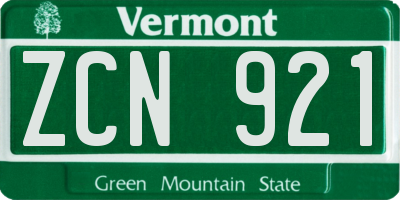 VT license plate ZCN921