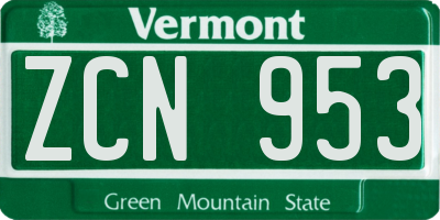 VT license plate ZCN953