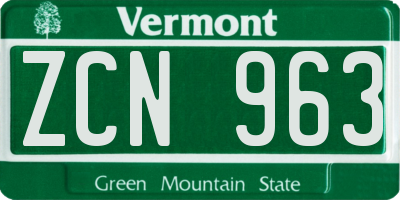 VT license plate ZCN963