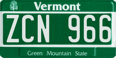 VT license plate ZCN966
