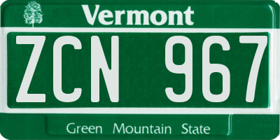 VT license plate ZCN967