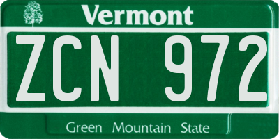 VT license plate ZCN972