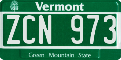 VT license plate ZCN973