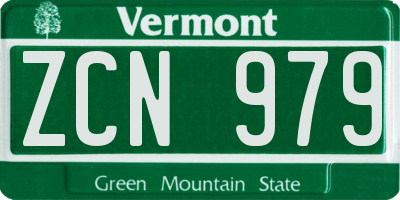 VT license plate ZCN979