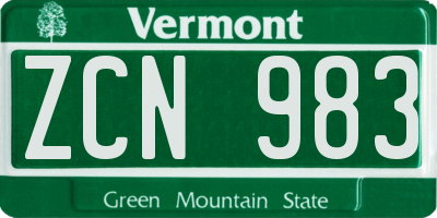 VT license plate ZCN983