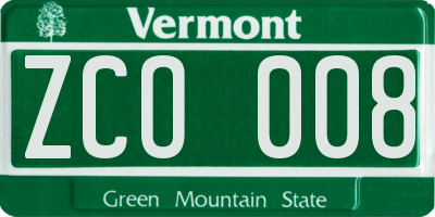 VT license plate ZCO008