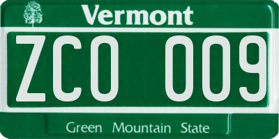 VT license plate ZCO009