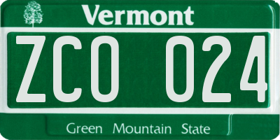 VT license plate ZCO024