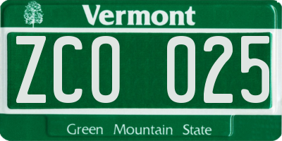 VT license plate ZCO025