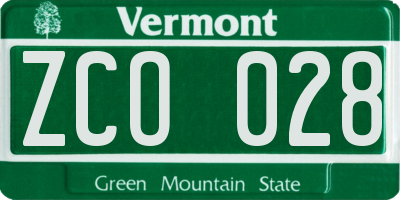 VT license plate ZCO028